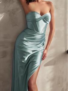 Robes pour femmes, robes de soirée sexy à fente latérale, <span class=keywords><strong>robe</strong></span> de soirée élégante de luxe, épaules dénudées, satin de haute qualité, coupe ajustée, <span class=keywords><strong>robe</strong></span> longue - Product Image 5