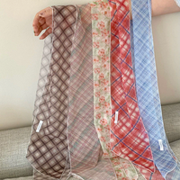 Écharpe en tissu léger écologique à motif écossais avec ruban pour filles, idéale pour les sacs