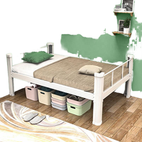 Lit de dortoir en acier en gros avec rangement, design moderne, lit en métal pour chambre à coucher, idéal pour les travailleurs d'usine et les chambres d'hôtel