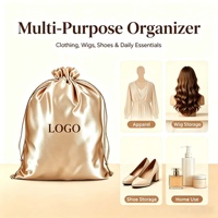 Sac à poussière personnalisé en satin de luxe avec cordon de serrage et logo imprimé, pochette de rangement pour perruques, vêtements, chaussures, bijoux, sacs à main, produits de beauté