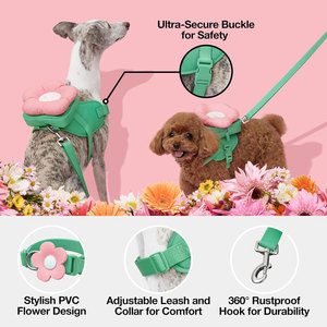 Custom Flora Dog Harness Set Adjustable No Pull Dog Harness and Leash Set Dog Harness Vest Soft Padded OEM Dog Harness Set - Product Image 6