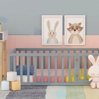 Lit de clôture en bois pour enfants avec porte et garde-corps en forme de clôture, un lit d'enfant multifonctionnel