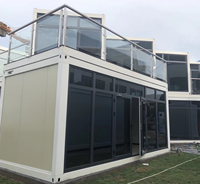 Maison préfabriquée modulaire en verre à design moderne, mur-rideau, pour usage commercial et bureautique