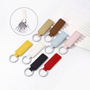 Rectangular Keychain with <b>Key</b> <b>Rings</b> PU Leather Blank Keychain for DIY Anti-Lost <b>Key</b> Fob Holder - Product Image 1