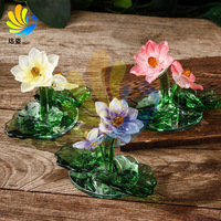Ornement en cristal de lotus avec base en lotus, style moderne minimaliste, artisanat DIY, design en relief, décoration de fête pour le salon