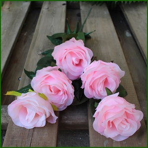 C0283 vendita calda finta seta artificiale bianco <span class=keywords><strong>Rose</strong></span> nere con steli fiore rosa per eventi funebri - Product Image 6