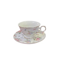 Nouvelle conception, ensemble de tasses à thé en porcelaine fine européenne vintage faites à la main, avec bordure dorée, ensemble de tasses à café turques en céramique et soucoupes, idéal pour un cadeau