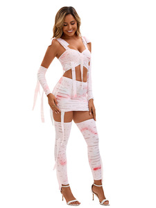 Vestido Blanco Sexy con Tirantes para Mujer, Disfraz de <span class=keywords><strong>Momia</strong></span> para Halloween, Cosplay, Fiesta, Disfraz de Película/TV, Actuación en Escenario - Product Image 6