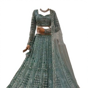 Lehenga Choli Verde Mar para Novia, con Bordado Intenso, Tela Suave de Secado Rápido para Invierno/Verano, Diseño de Alta Costura para Bodas y Fiestas, Ropa de Recepción para Mujer - Product Image 2