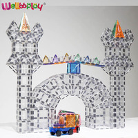 Wellbbplay Lot de 48 carreaux de construction magnétiques 3D éducatifs pour enfants