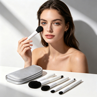 Pinceaux de maquillage de haute qualité, ensemble de 5 mini-pinceaux de maquillage portables pour voyage, petits, avec pochette, double embout personnalisé