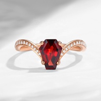 Anillo de compromiso de oro Vintage con corte de ataúd, anillo de murciélago de Plata de Ley 925, anillo de ataúd de ágata de musgo Natural