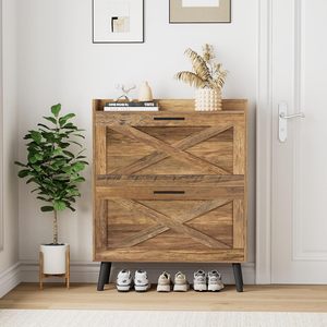 Mueble Moderno para Almacenamiento de Zapatos de 32 Pulgadas de Ancho, 2 Cajones Abatibles, Diseño de Puerta Corredera, Estantes Ajustables, Delgado y <span class=keywords><strong>Estrecho</strong></span> para Entrada, Vestíbulo, Pasillo, Sala de Estar - Product Image 4