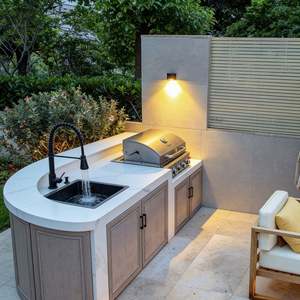 Gabinete para Parrilla de Barbacoa Exterior Personalizado |   Diseño de Madera + Fregadero Integrado |   Parrilla de Gas de Acero Inoxidable para Patio/Villa - Product Image 6