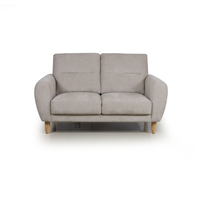 Canapé 2 places en tissu gris clair, canapé moderne et simple avec pieds en bois pour salon d'appartement