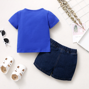 12 <span class=keywords><strong>mois</strong></span> bébé garçon tenues décontractées ensembles de pantalons <span class=keywords><strong>18</strong></span> <span class=keywords><strong>mois</strong></span> à manches courtes lettre imprime hauts pantalons élastiques 2 pièces ensemble - Product Image 2