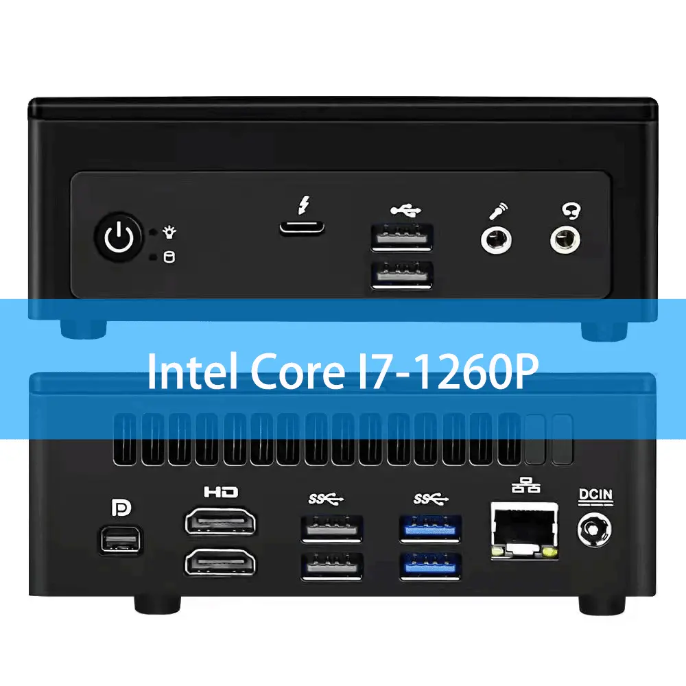 Bán buôn công nghiệp Mini PC 12th Gen Core I7 1260P máy tính hỗ trợ ba hiển thị đầy đủ tính năng Type-C máy tính công nghiệp