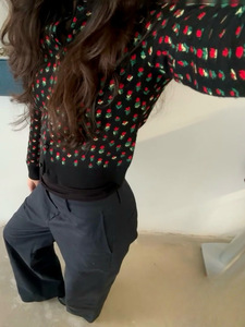 Women's New Spring Floral-Jacquard Cardigan Round Neck Slim-Fit Short Cropped Wool Knit Outerwear Layered <strong>Styling</strong> Model 5104 - Product Image 5