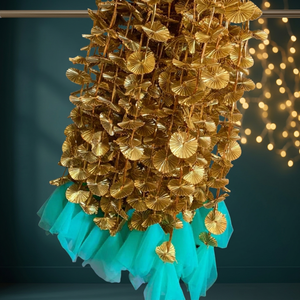 Artificial Gota Patti Hanging Decorative Floral Garland For Wedding Backdrop Haldi Mehndi Party Decor Wholesale Supply - Product Image 3