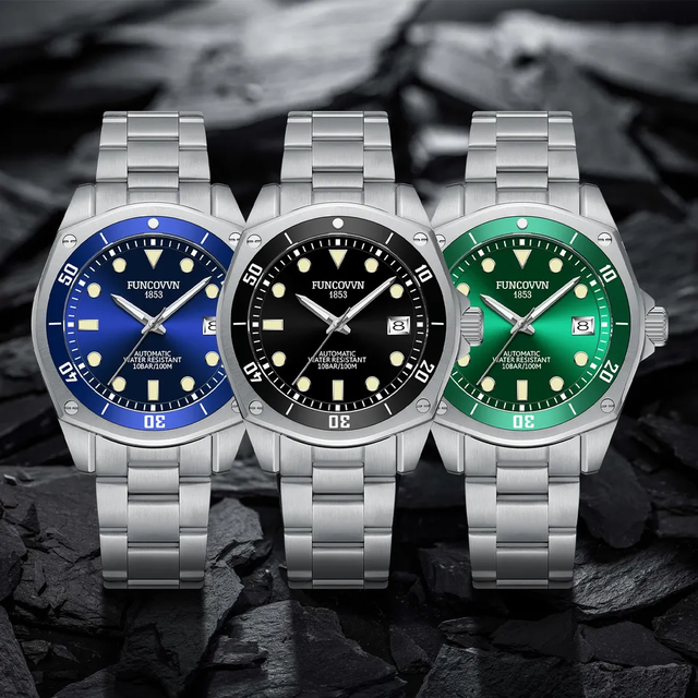 Custom Japan NH35 Movement 10 ATM 100m Waterproof Sapphire Glass Full Stainless Steel Case Strap Mechanical Watch
