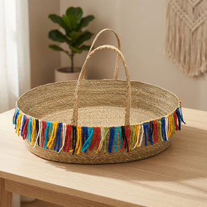 Cesta Redonda Ecológica para Bebé con Asa, Diseño Zen Asiático, de Yute Colgante, para Bebés de 0 a 6 Meses, para Interiores, para Baby Shower - Product Image 3