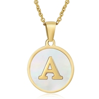 Collar de Moda con Letra, Joyería de Acero Inoxidable, Gargantilla con Inicial de Acero Inoxidable, Collares con Nombre de Letra en Concha para Mujer