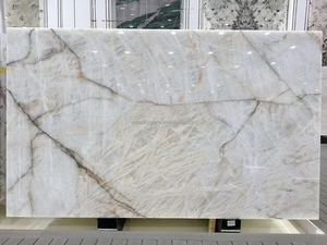Dalles de quartzite cristallin blanc translucide rétroéclairé, pierre naturelle brésilienne lumineuse pour comptoirs de cuisine, îlots et murs décoratifs - Product Image 5