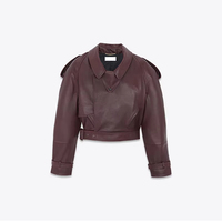 3149 Style européen dernière conception en cuir de mouton véritable veste courte plaine motos veste en cuir pour femmes