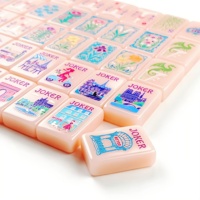 160 tuiles de mahjong en acrylique rose, modernes et luxueuses, pour 4 joueurs, durables, personnalisables, pour usage domestique, jeu de table portable, idéal pour les voyages