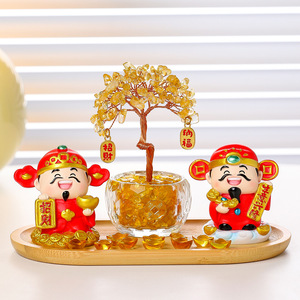 เทพเจ้าแห่งความมั่งคั่ง ตุ๊กตาคริสตัล ตกแต่งต้นไม้ เรซิ่น ของตกแต่งโต๊ะทำงานที่บ้าน ของขวัญปีใหม่จีน พิมพ์ลายการ์ตูน รูปทรงกลม - Product Image 1