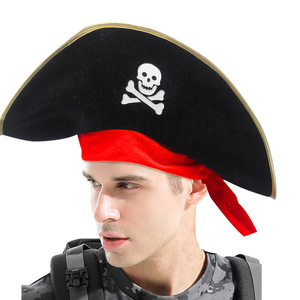 Sombrero de Fiesta de Halloween y Pascua, Artículos para Fiestas, Sombrero de Pirata de los <span class=keywords><strong>Piratas</strong></span> <span class=keywords><strong>del</strong></span> <span class=keywords><strong>Caribe</strong></span>, Sombrero de Capitán Pirata, Sombrero con Cinta Roja, Artículos para Cumpleaños - Product Image 2