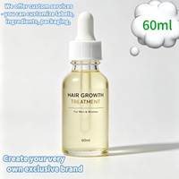 Traitement de croissance capillaire 60ml, sérum pour cuir chevelu personnalisé avec étiquette privée OEM, flacon compte-gouttes à l'huile dorée pour hommes, femmes, cheveux bouclés, nourrissant, adultes
