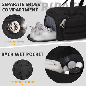 Bolsa Deportiva Táctica <span class=keywords><strong>de</strong></span> Viaje/Gimnasio/Despliegue con Compartimento Impermeable para Zapatos + Bolsillo para Ropa Mojada, Bolsa <span class=keywords><strong>de</strong></span> Lona Grande para Deportes - Product Image 5