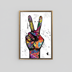 Peace Sign Graffiti Art: Personalized Printed <b>Canvas</b> Wall Decor,GOLD <b>FRAMED</b> <b>CANVAS</b> - Product Image 2