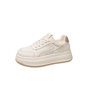 Baskets de sport décontractées confortables en cuir véritable à semelle épaisse, tendance et polyvalentes, nouveau style printemps 2026 - Product Image 5