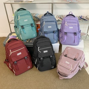 Simple Large Capacity <b>Backpack</b> 18 In <b>Black</b> For Female Students School Education Letter Pattern Soft Handle - Product Image 4