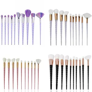 2020 vendita calda 10 pcs di trucco set di pennelli Unicorn design filo di plastica maniglie spazzole di trucco cosmetico set