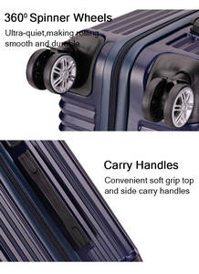 Ensemble de valises à roulettes bleues rigides légères à bas prix 3 pièces 4 roues en ABS PC Matériel de luxe classique imperméable - Product Image 3