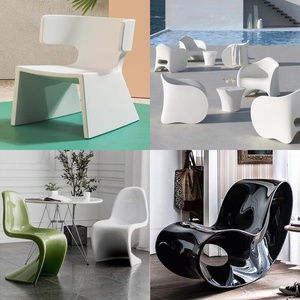 Conjunto de Sillas Esculturales de Resina Moderna, Forma Irregular Blanca, Muebles Decorativos Artísticos para Exteriores, para el Hogar y Espacios Públicos - Product Image 3