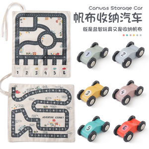 Alfombra de juego educativa de lona para niños con coches de madera para niños de 2 a 4 años, juego de juguetes de aprendizaje sobre el tráfico - Product Image 4