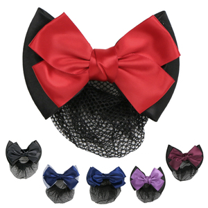 Outil de <span class=keywords><strong>coiffure</strong></span> professionnel Satin Bowknot Snood Net Barrette <span class=keywords><strong>pince</strong></span> à cheveux <span class=keywords><strong>chignon</strong></span> couverture filet à cheveux dentelle arc décor - Product Image 6