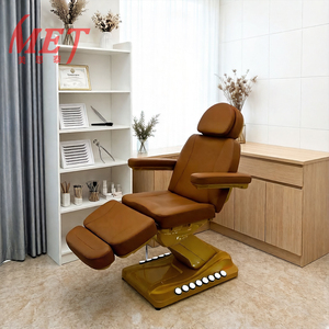 เฟอร์นิเจอร์ร้านเสริมสวยทันสมัยระดับมืออาชีพ เตียงนวดหน้าปรับระดับได้ เตียงต่อขนตาโค้งหรูหรา พร้อมไฟ LED สำหรับสปา - Product Image 1