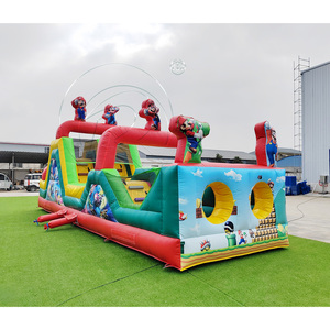 Parcours d'obstacles gonflable coloré sur le thème des dessins animés, idéal pour les fêtes d'enfants, les événements scolaires et les célébrations en plein air - Product Image 2