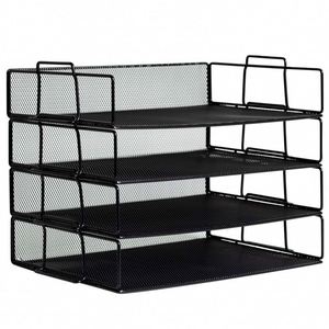 <b>Desktop</b> Letter Tray File Organizer Sorter Desk Document Organizer <b>Shelf</b> Tray Magazine Holder 4 Tier Stackable Heavy Duty Metal - Product Image 2