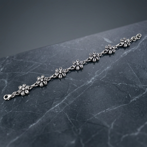 925artpalace Graceful Cubic Zirconia Gemstone <b>Silver</b> <b>Bracelet</b> Floral Design Stylish - Product Image 3