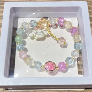 Nouveau Sanrio en boîte bracelet pour enfants étudiants bracelet perlé Yugui chien verre éclaté perle fille bijoux en gros