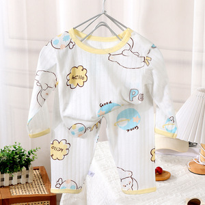 Pyjama d'été 2026 en coton rayé doux pour bébés, ensemble de vêtements d'intérieur pour enfants, garçons et filles, à manches longues, idéal pour la climatisation - Product Image 4