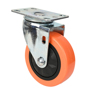 Hochfeste Markt wagen verriegelung Nachlauf pu Service wagen Wagen 4 Zoll drehbare orange Lenk rollen mit Staubs chutz - Product Image 4