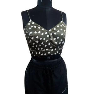 Top Corto de Mujer con Diseño de Puntos, Cuello Tipo Barco, Estilo Casual, Último Diseño - Product Image 1