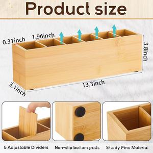 Caja de almacenamiento de madera para escritorio, caja de almacenamiento para control remoto de sala de estar, caja de almacenamiento para artículos diversos, caja para lápices de acuarela para estudiantes y - Product Image 4